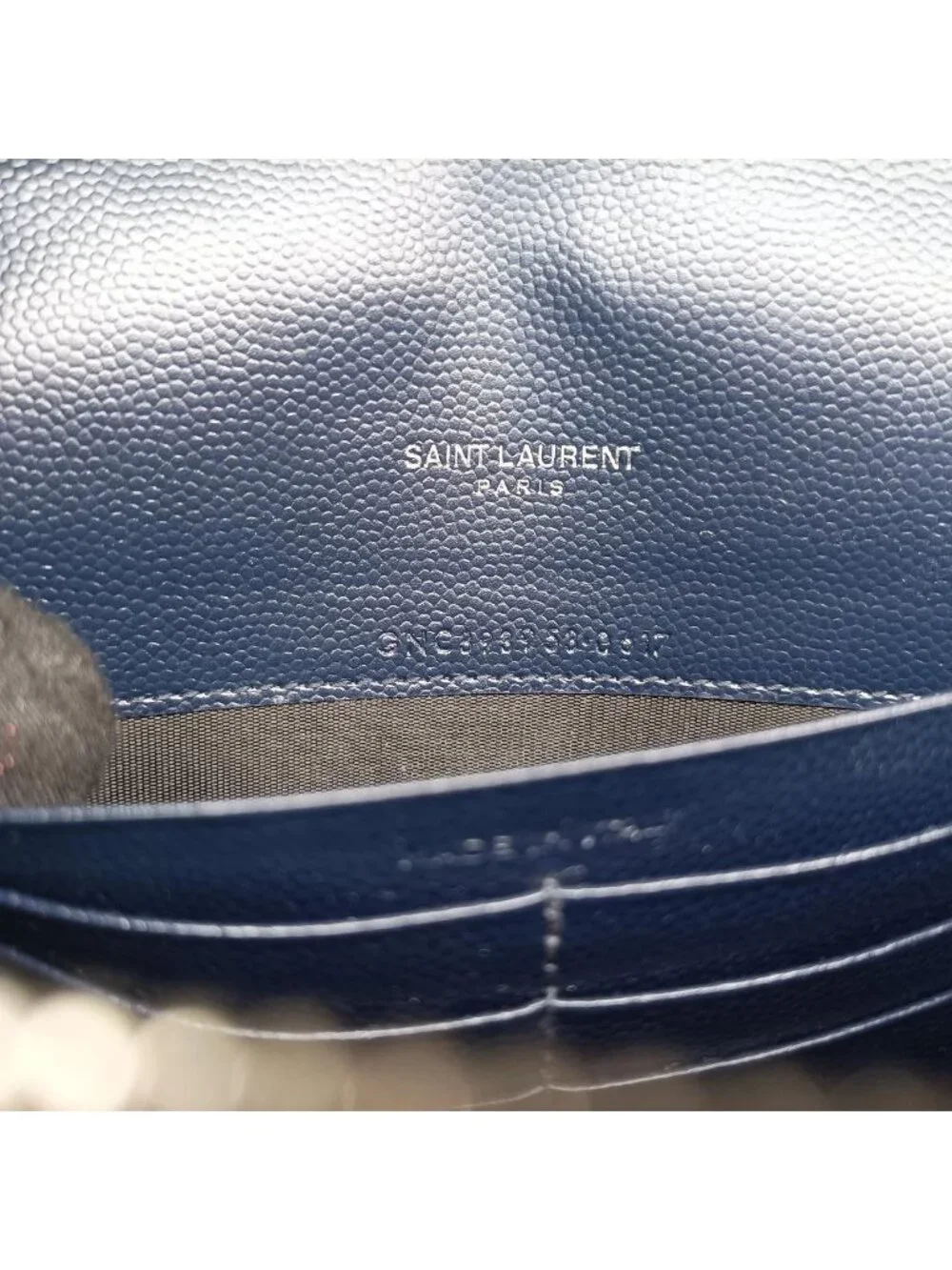 Saint Laurent Monogram Navy Caviar Leather Shoulder Bag